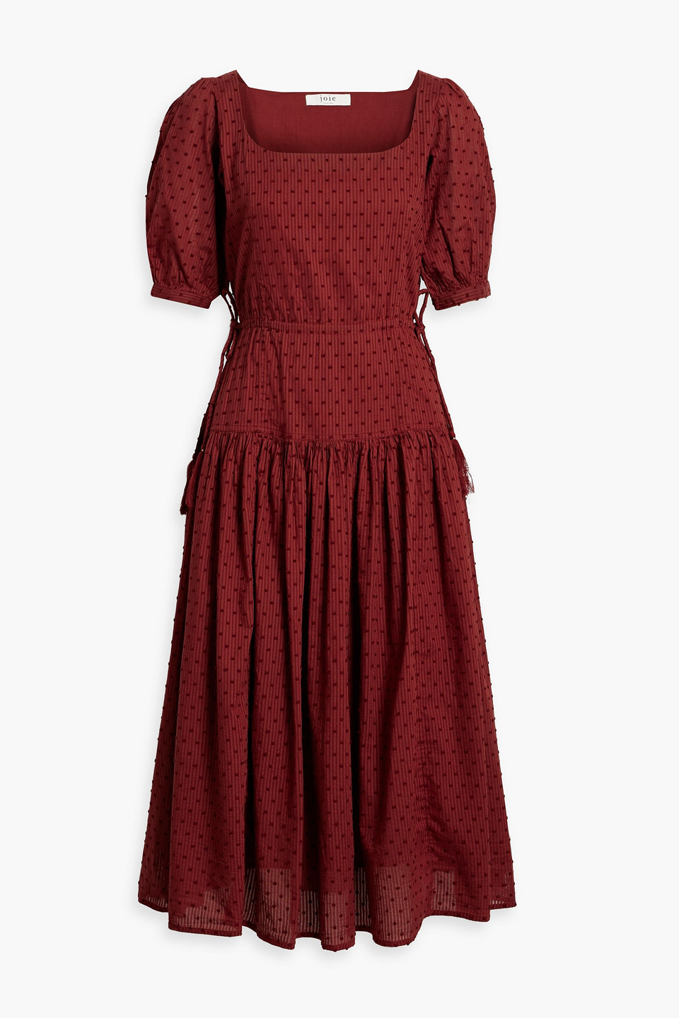 Joie Nashua Striped Fil Coupé Cotton-jacquard Midi Dress In Brick