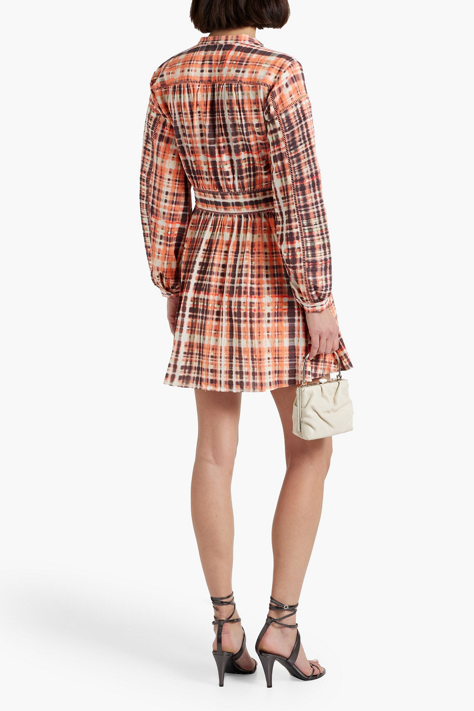 Shop Joie Charmese Pintucked Cotton-gauze Mini Shirt Dress In Peach