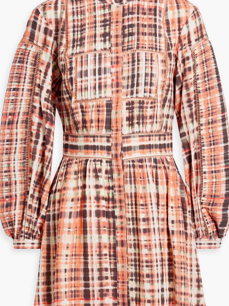charmese pintucked cotton-gauze mini shirt dress