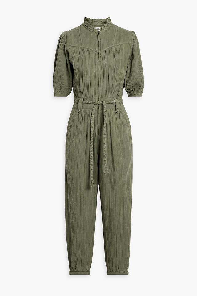 Loomis cropped gathered cotton-gauze jumpsuit