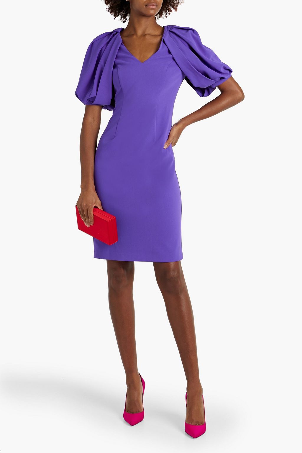 BADGLEY MISCHKA Gathered crepe mini dress