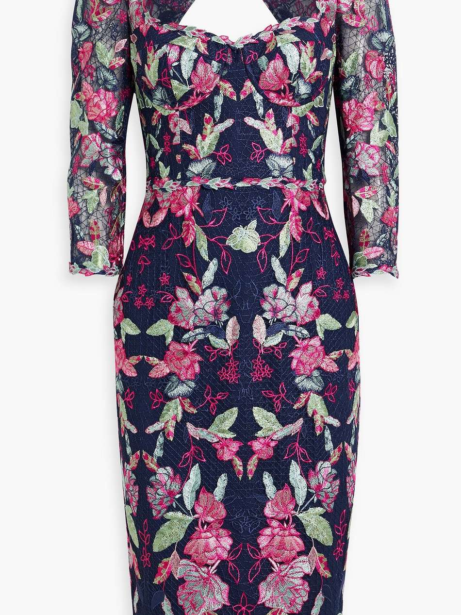cutout embroidered tulle dress