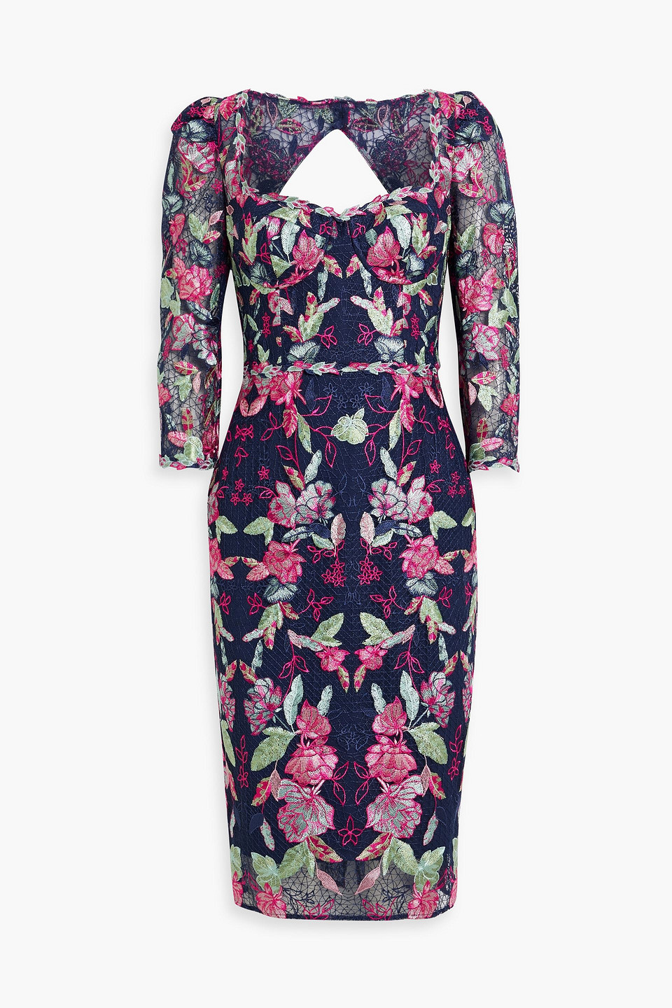 Cutout embroidered tulle dress