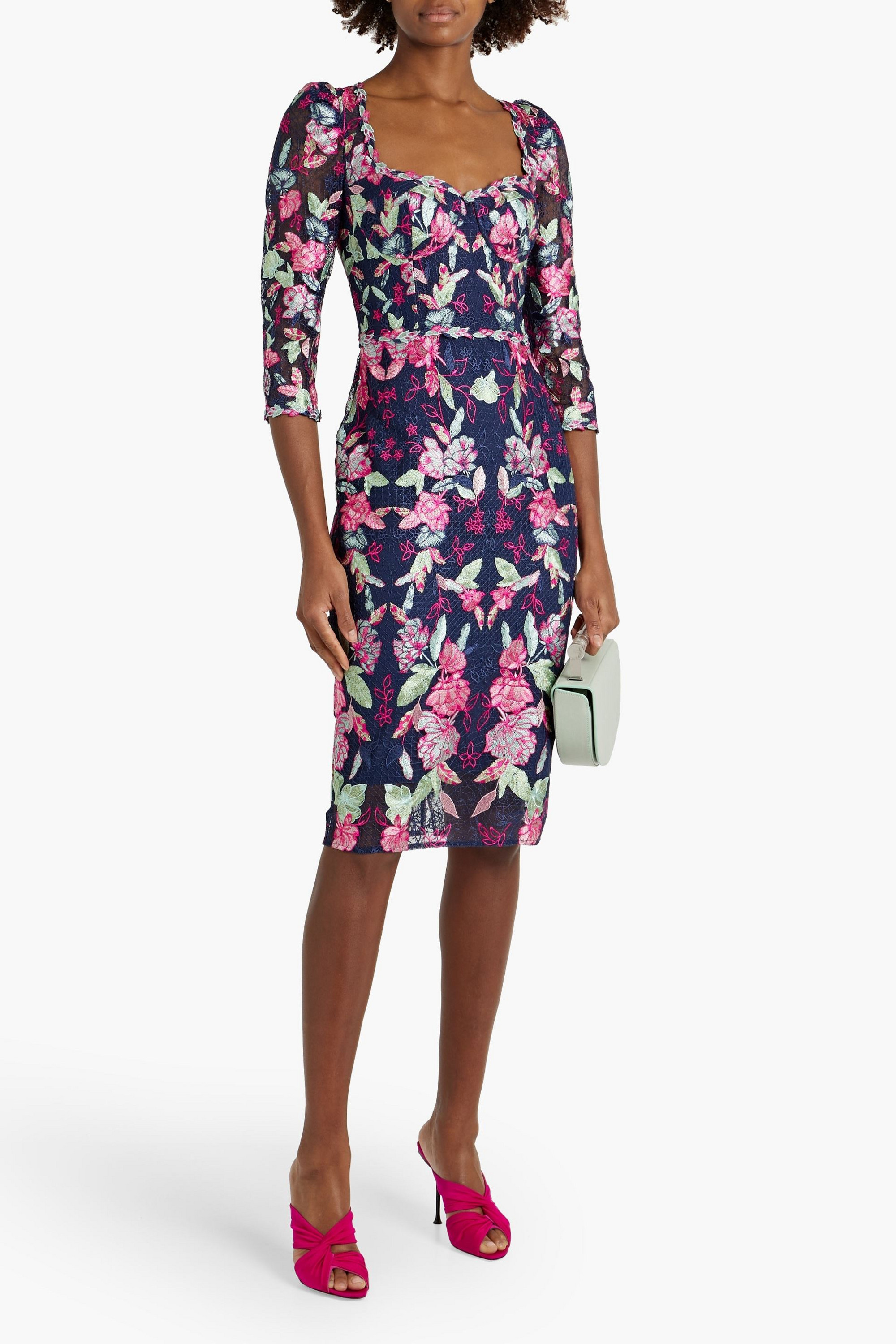 MARCHESA NOTTE Cutout embroidered tulle dress