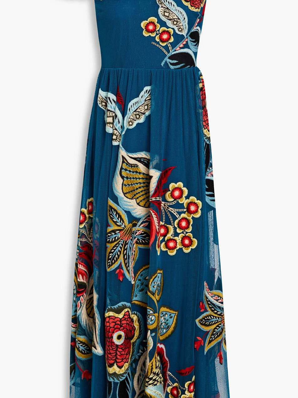 embroidered tulle midi dress