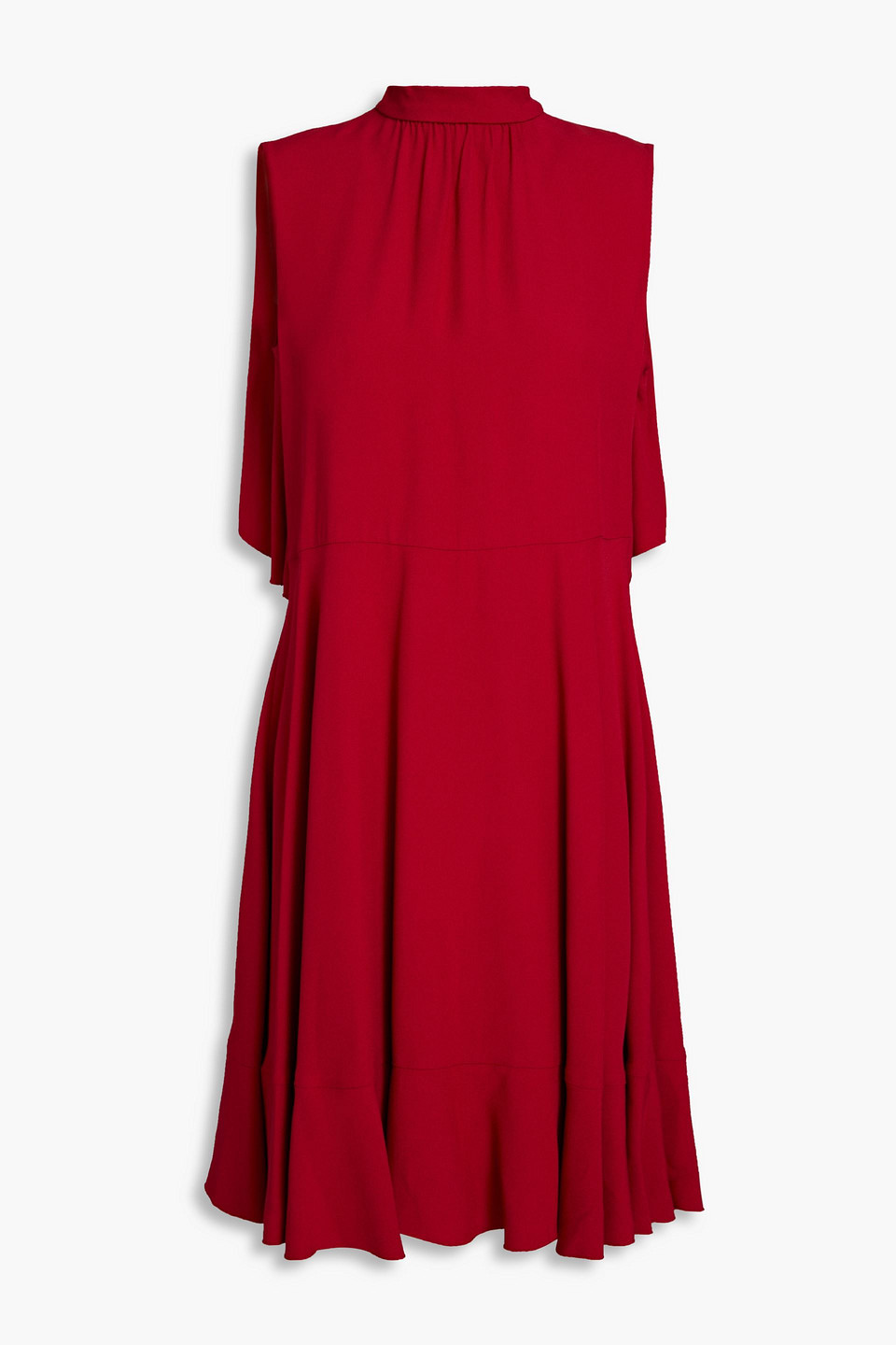 Red Valentino Layered Ruffled Crepe Mini Dress In Red