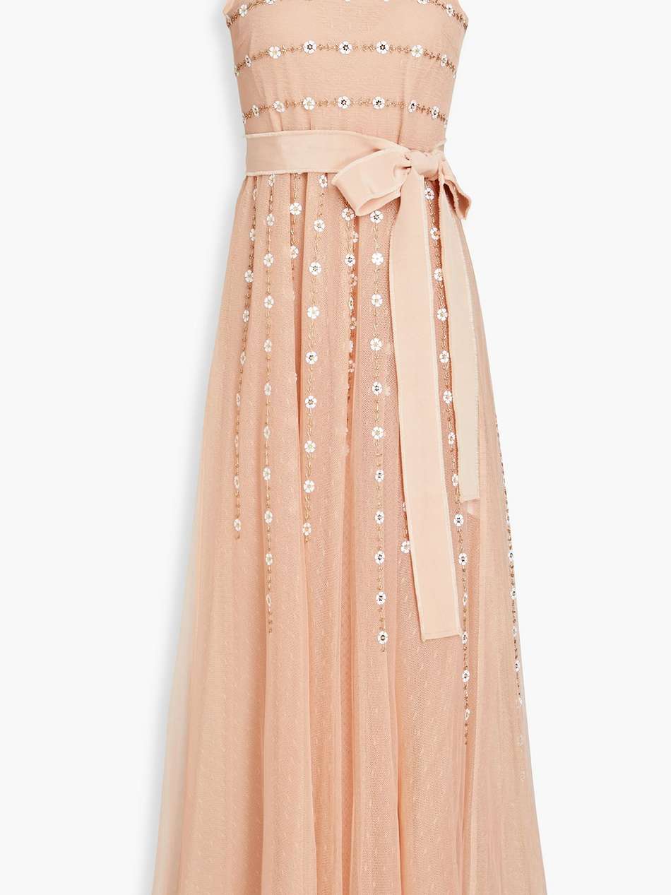 embellished point d'esprit midi dress