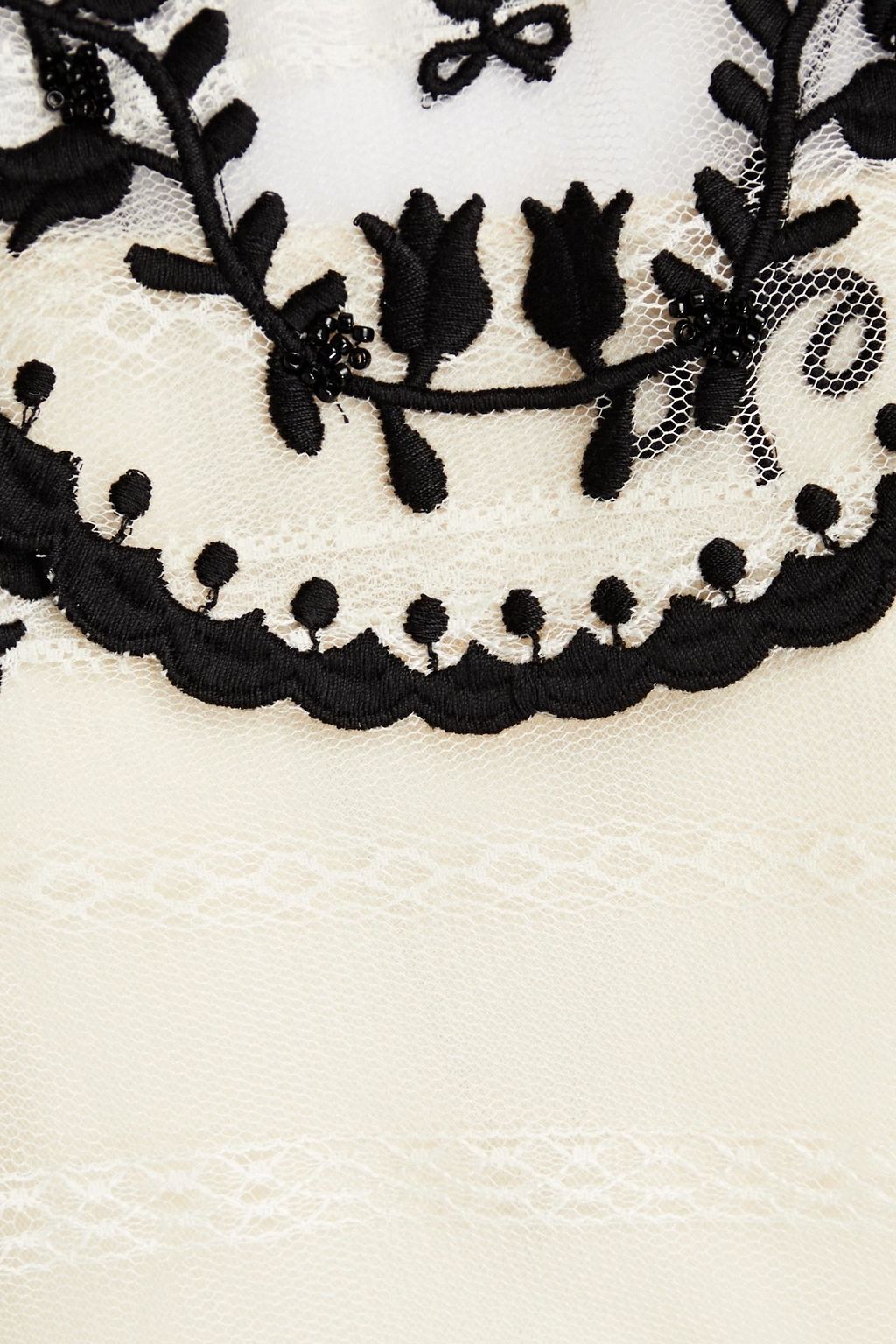 REDVALENTINO Gathered embroidered tulle midi dress