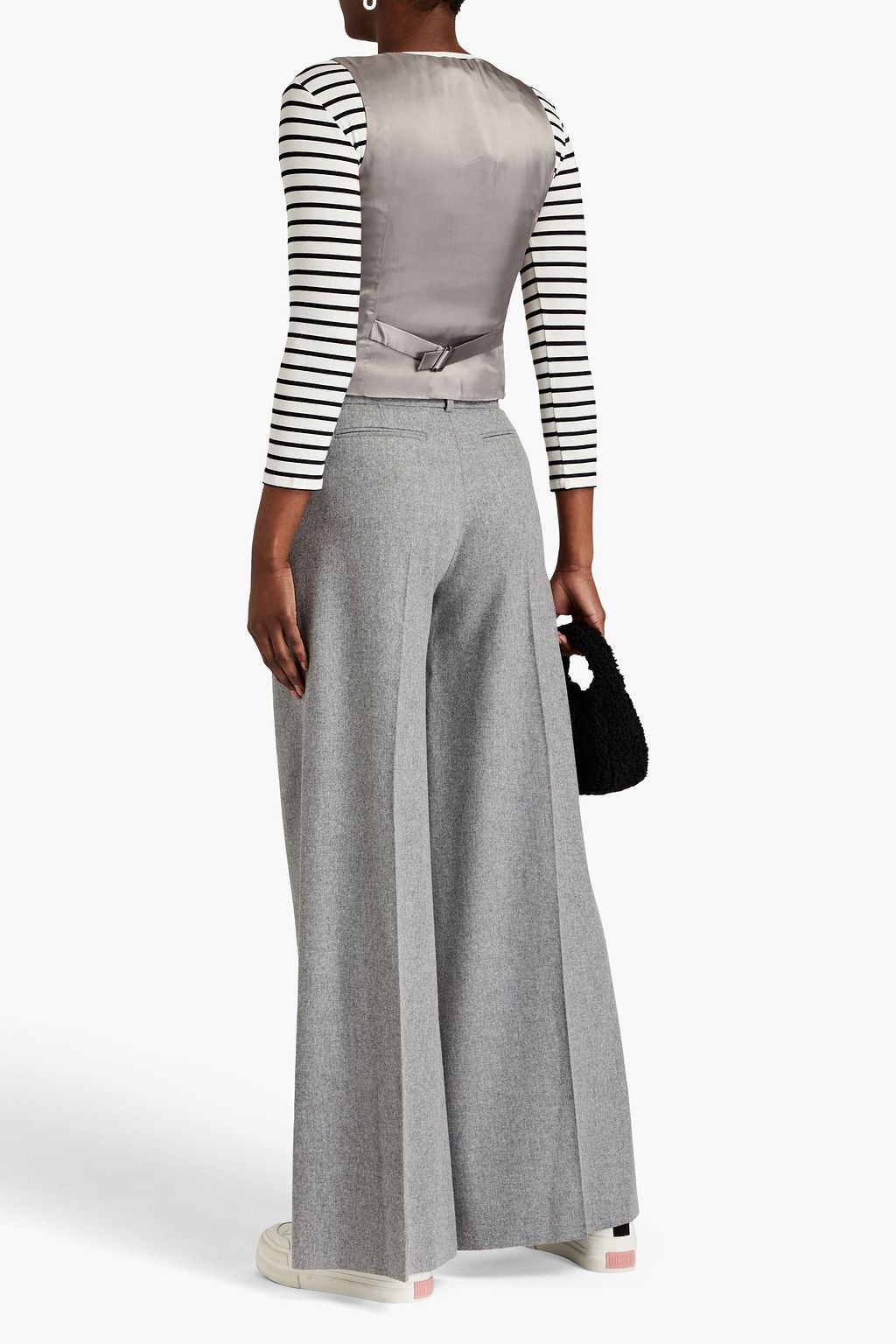 BELLA FREUD Wool and cashmere-blend flannel wide-leg pants