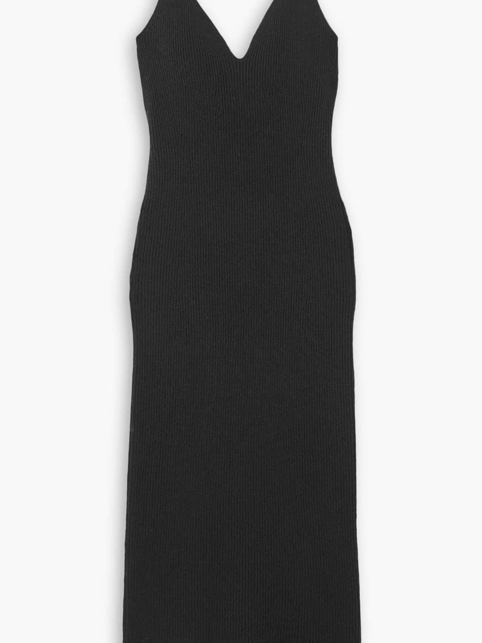 liberty open-back ribbed cashmere midi dress