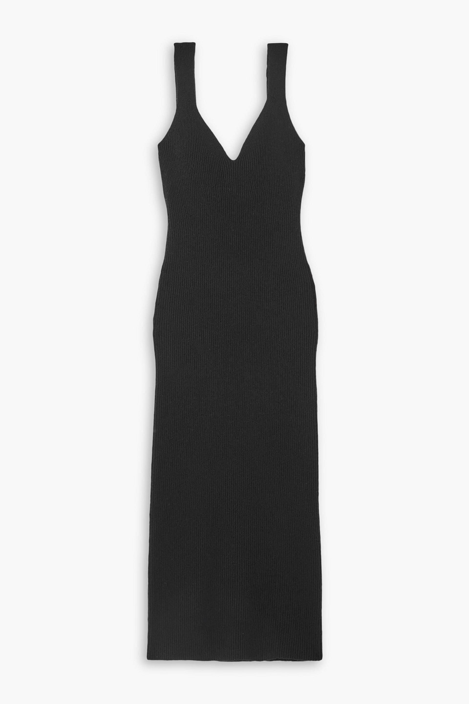 Arch4 Liberty Open-back Ribbed Cashmere Midi Dress In Black