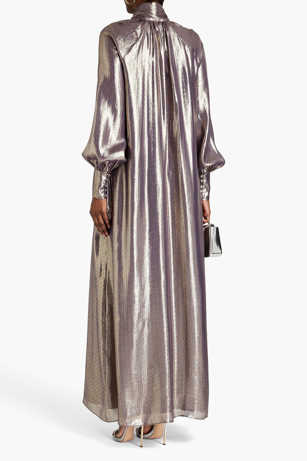BELLA FREUD Iman gathered silk-blend lamé maxi dress