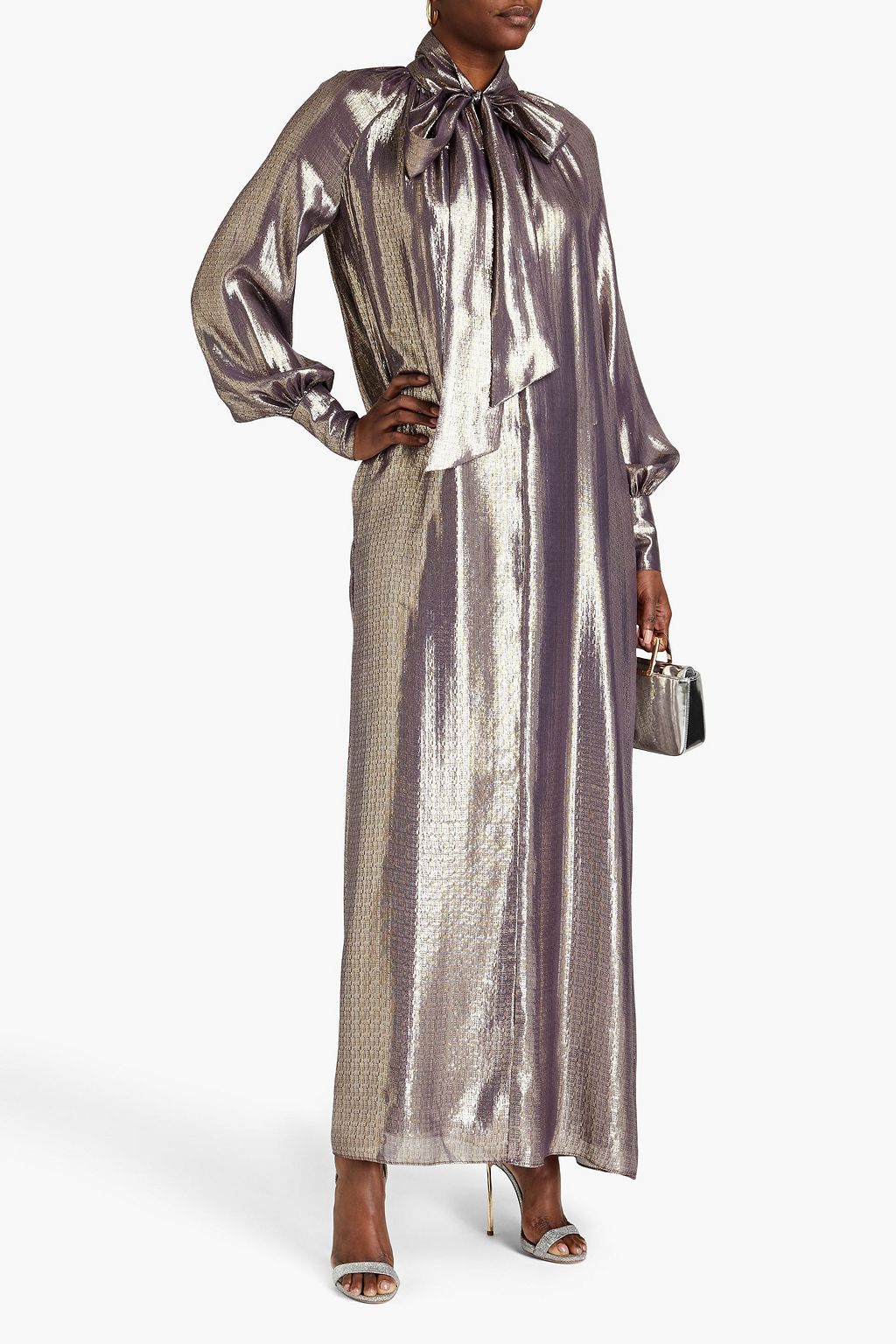 BELLA FREUD Iman gathered silk-blend lamé maxi dress