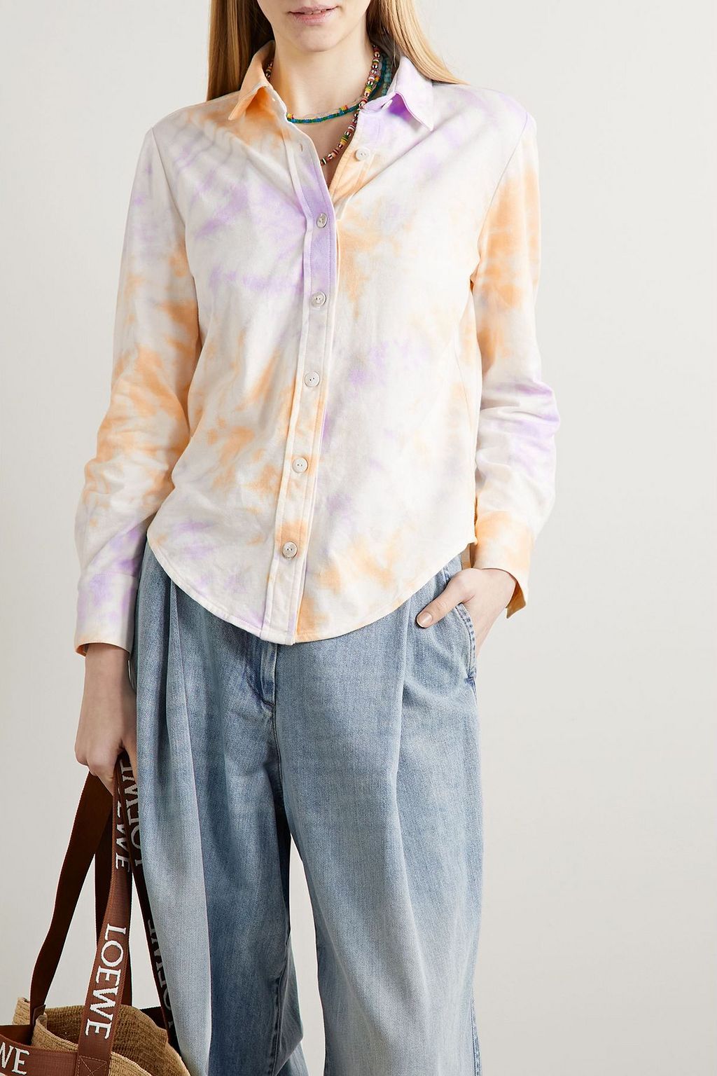 THE ELDER STATESMAN Tie-dyed cotton and cashmere-blend shirt