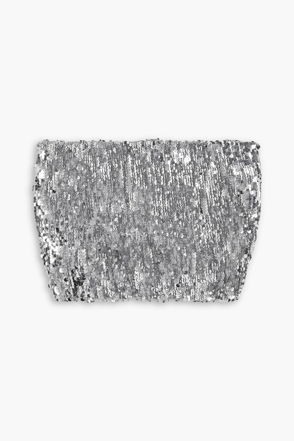 Sprwmn Sequined Tulle Bandeau Top In Silver