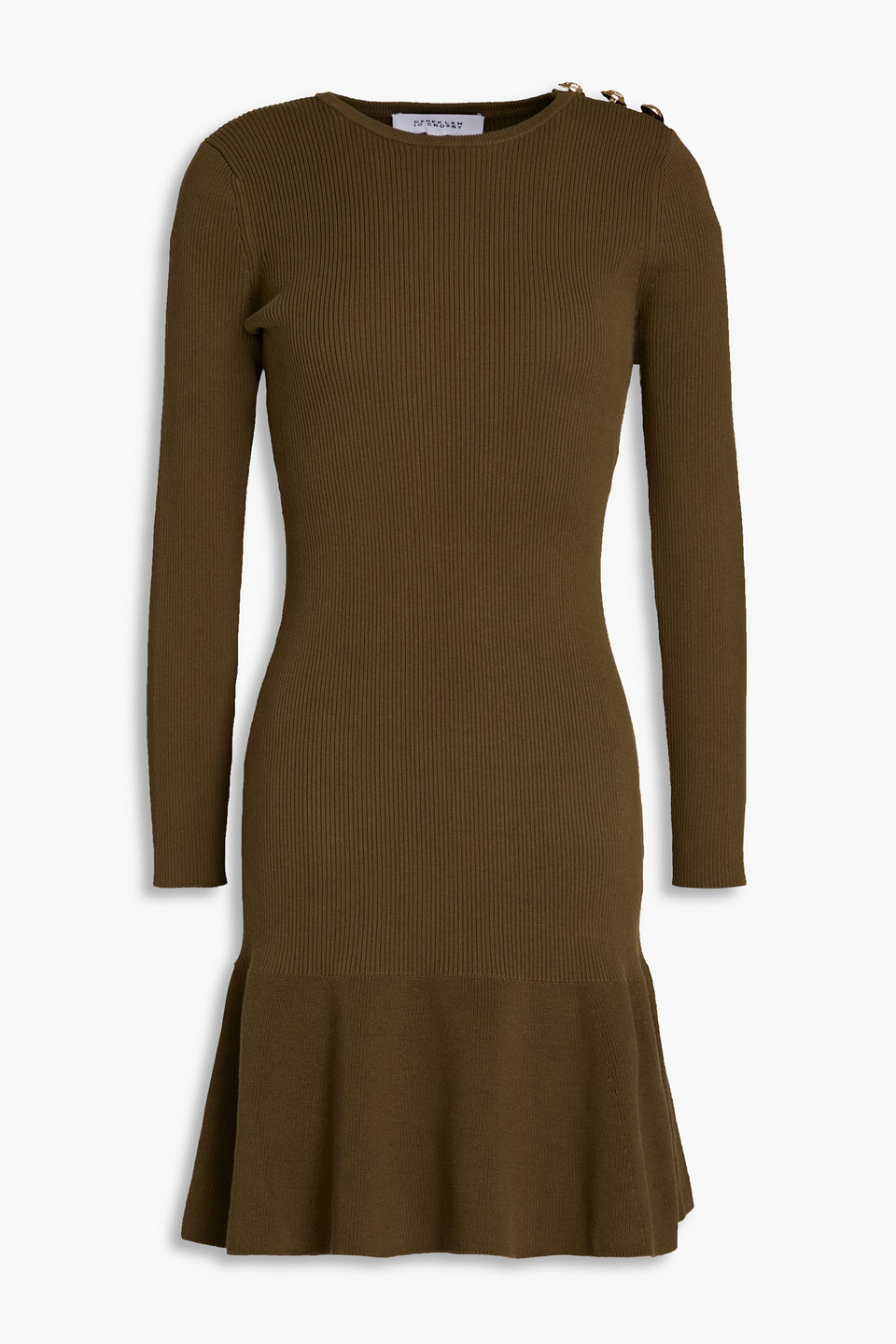 Derek Lam 10 Crosby Vanessa Ribbed Knit Flounce Dress In Olive | ModeSens