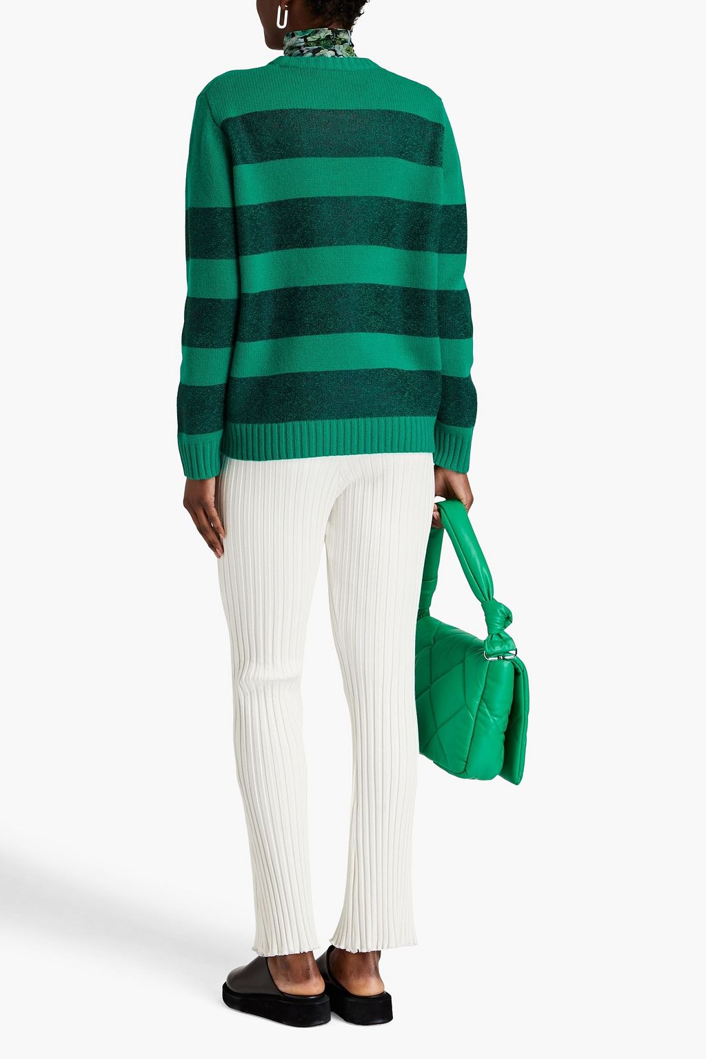 BELLA FREUD Coated intarsia merino wool-blend sweater