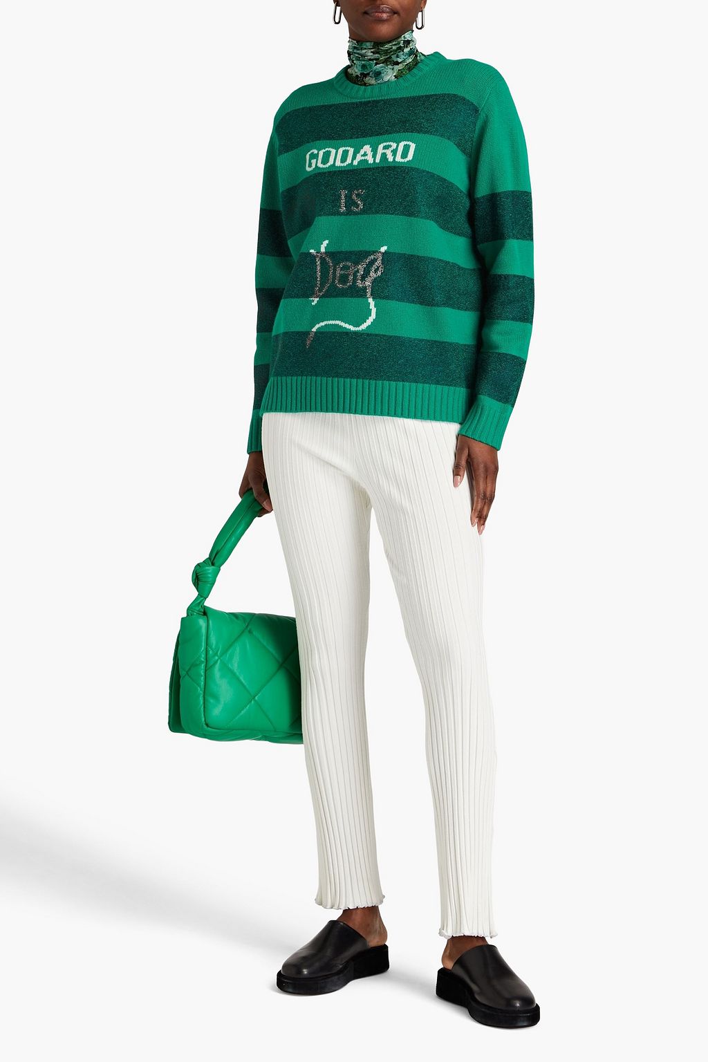 BELLA FREUD Coated intarsia merino wool-blend sweater