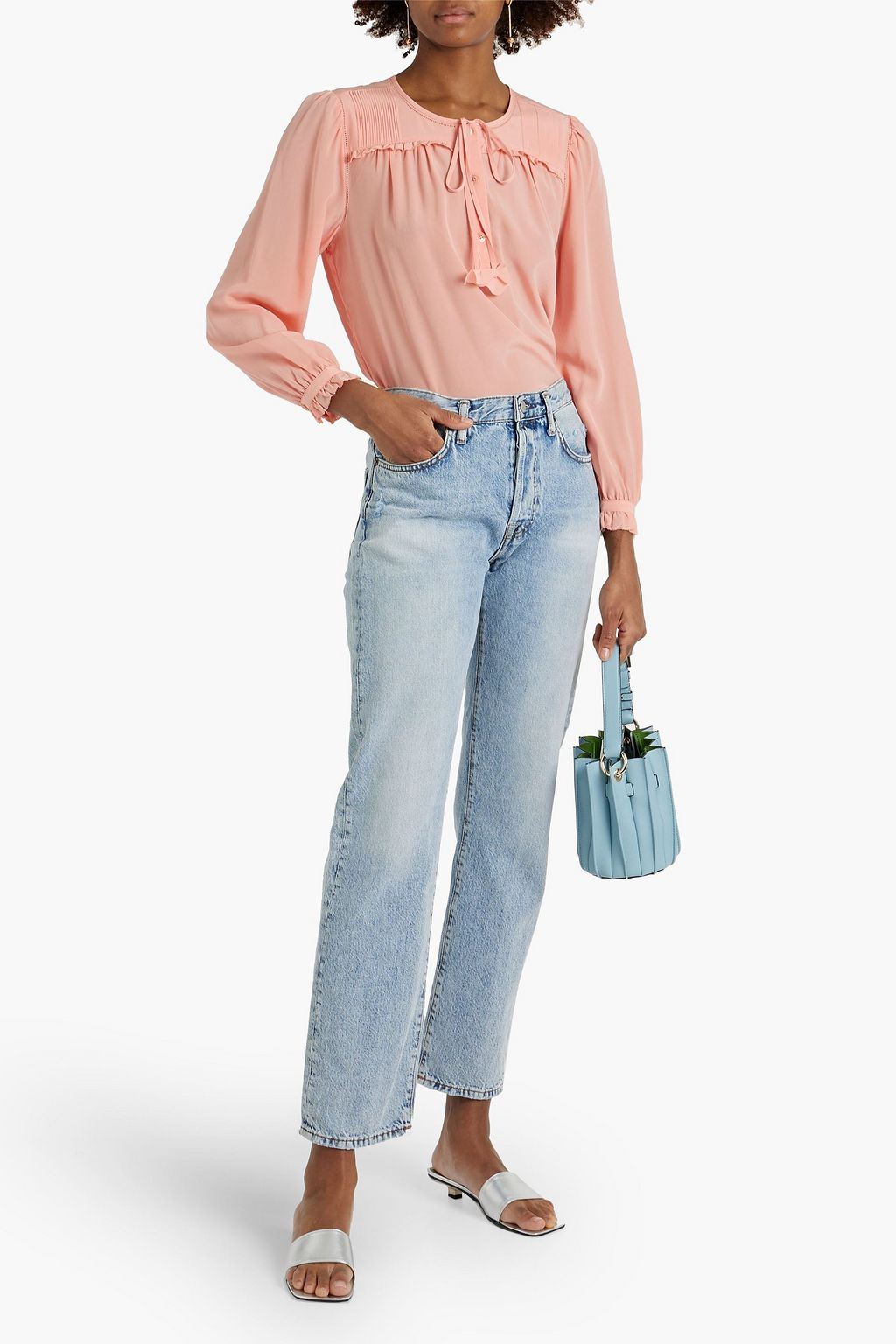 JOIE Yerba pintucked silk-crepe blouse