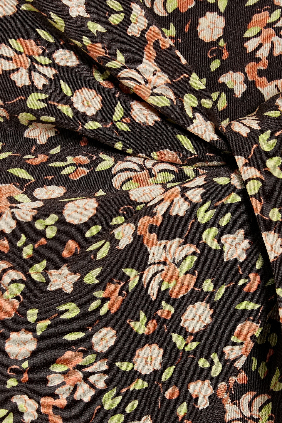 Joie Maraloma Cutout Floral-print Silk Top In Chocolate