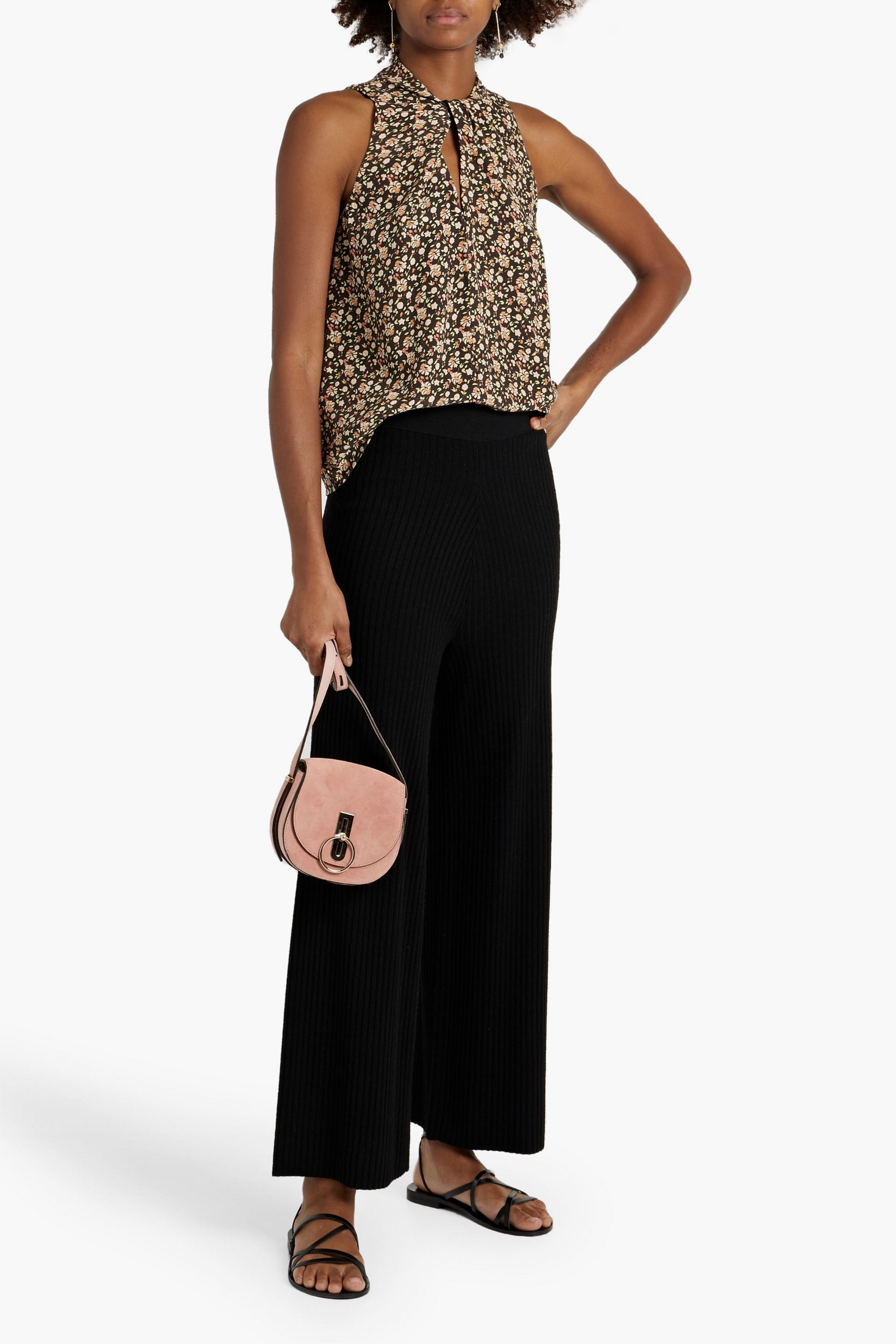 Joie Maraloma twist-front floral-print silk top