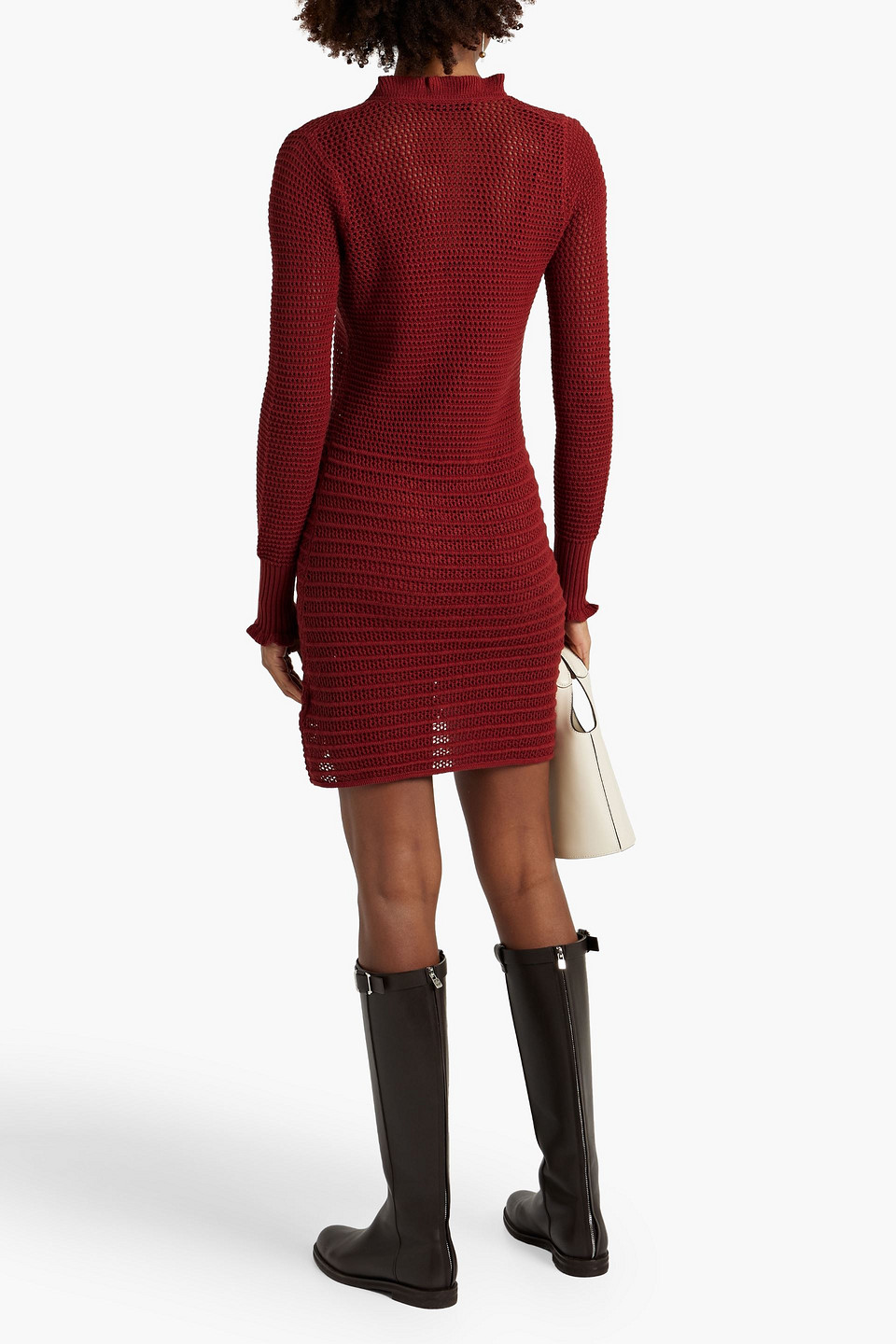 Shop Joie Torrens Open-knit Cotton Mini Dress In Brick