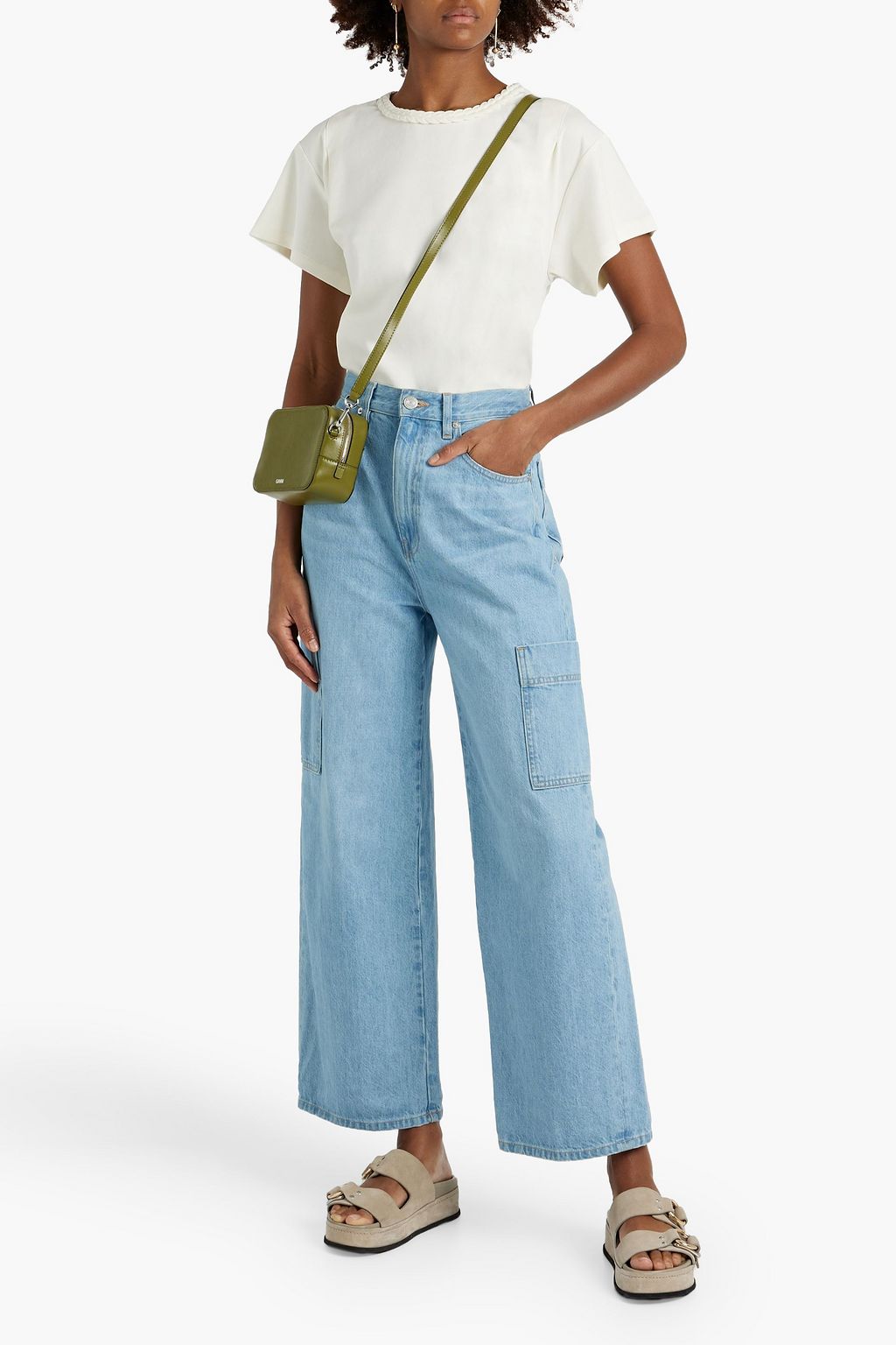 JOIE Sola braid-trimmed cotton-jersey T-shirt