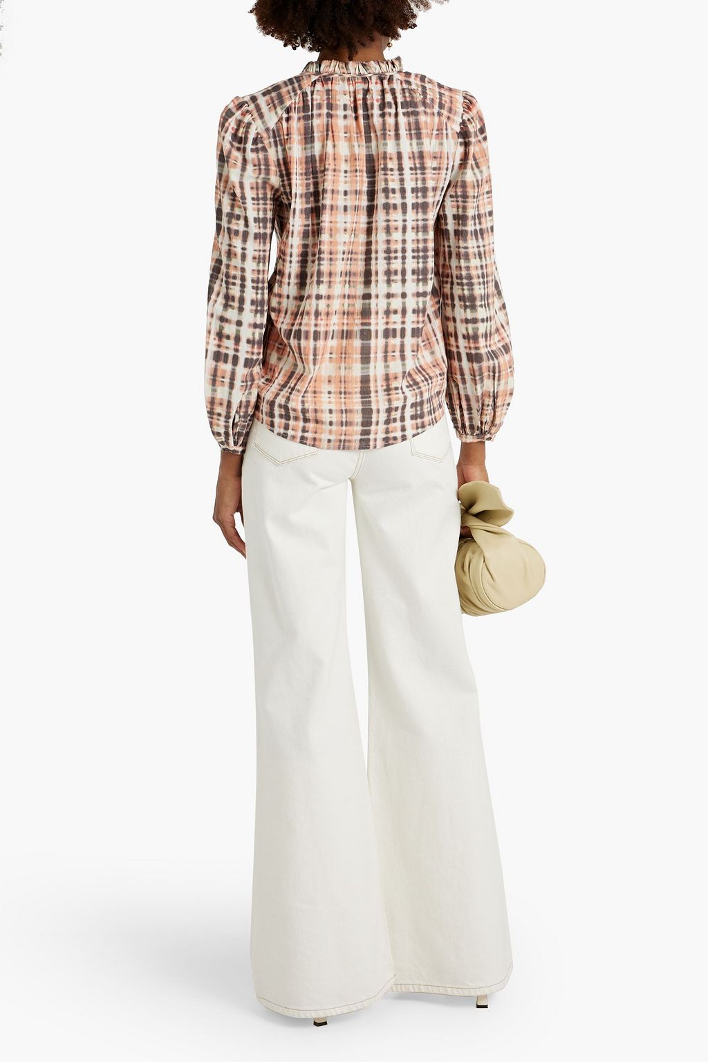 JOIE Jindrah gathered printed cotton blouse