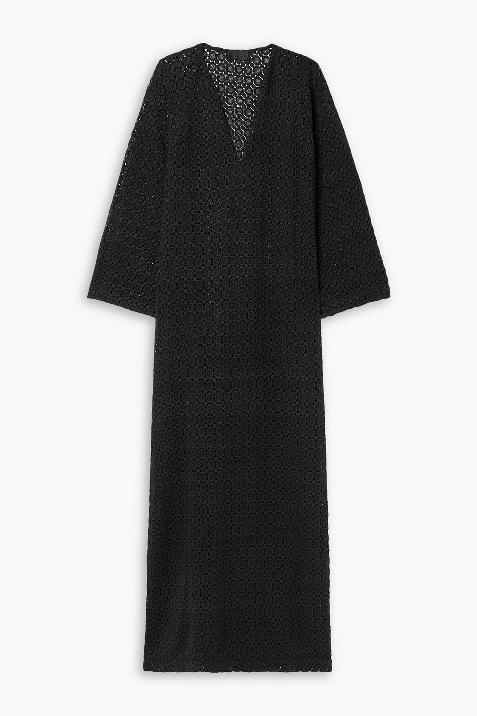 Nili Lotan Della Crocheted Cotton Midi Dress In Black