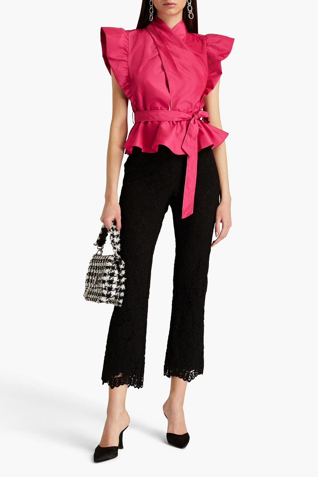 DEREK LAM 10 CROSBY بنطلون بوت كت من الدانتيل المضلّع
