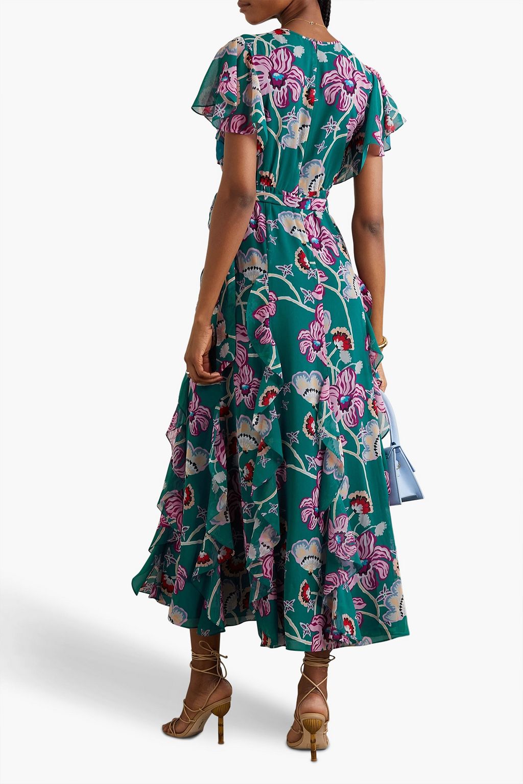DIANE VON FURSTENBERG Bleuet belted ruffled floral-print chiffon midi ...