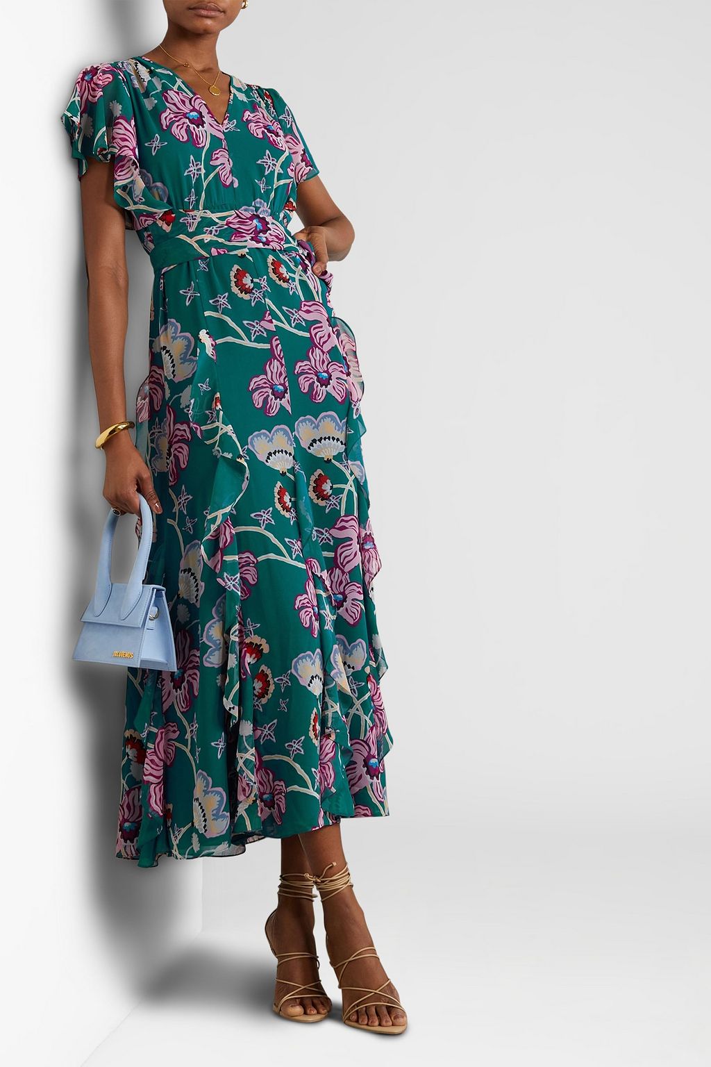 DIANE VON FURSTENBERG Ruffled printed chiffon midi dress