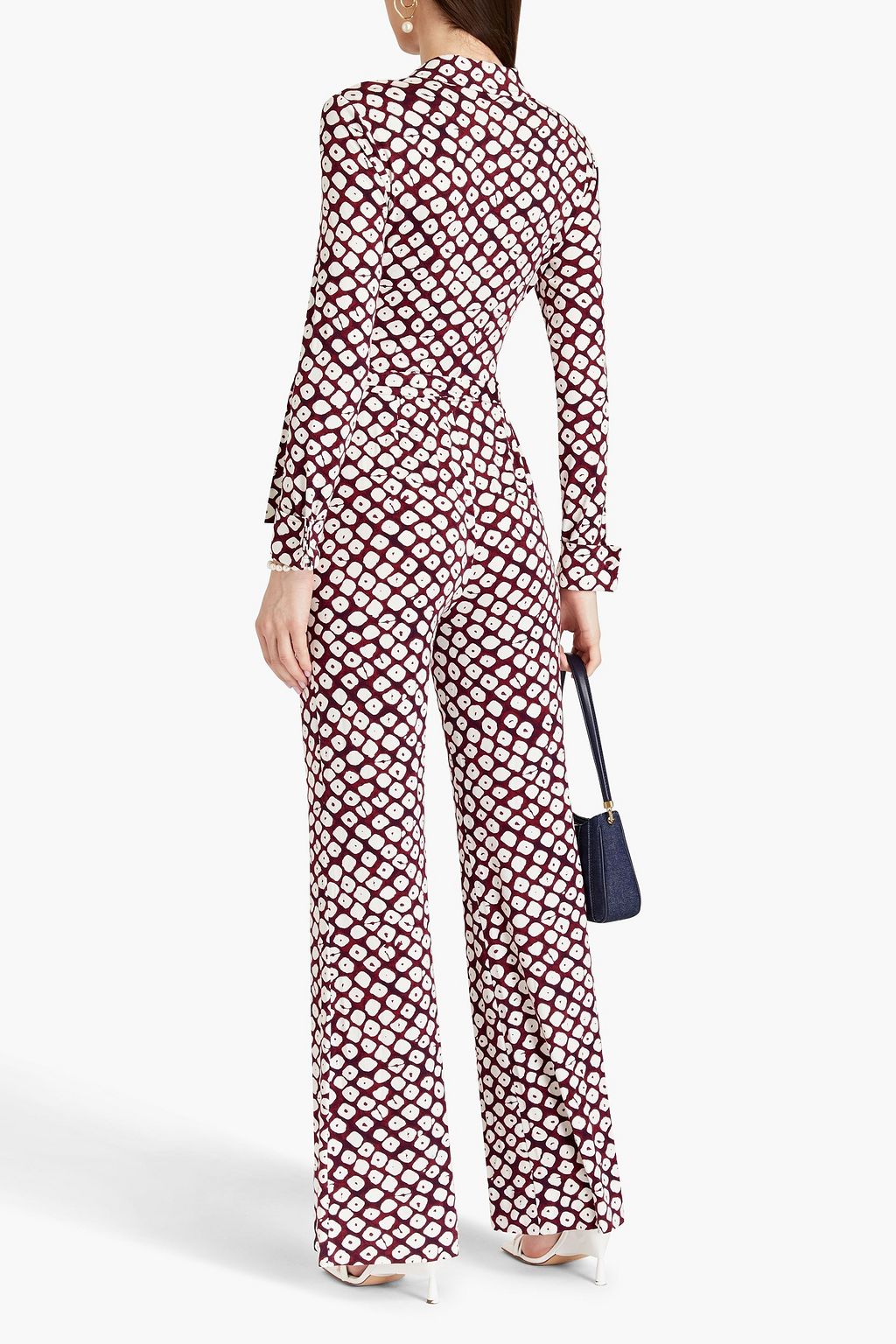 DIANE VON FURSTENBERG 랩 스타일 프린트 저지 점프수트