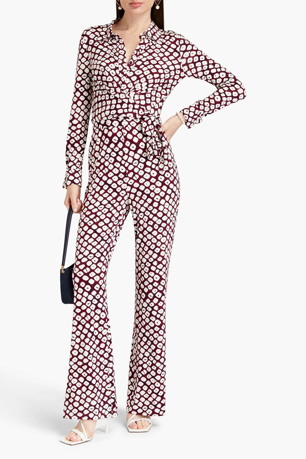 DIANE VON FURSTENBERG 랩 스타일 프린트 저지 점프수트