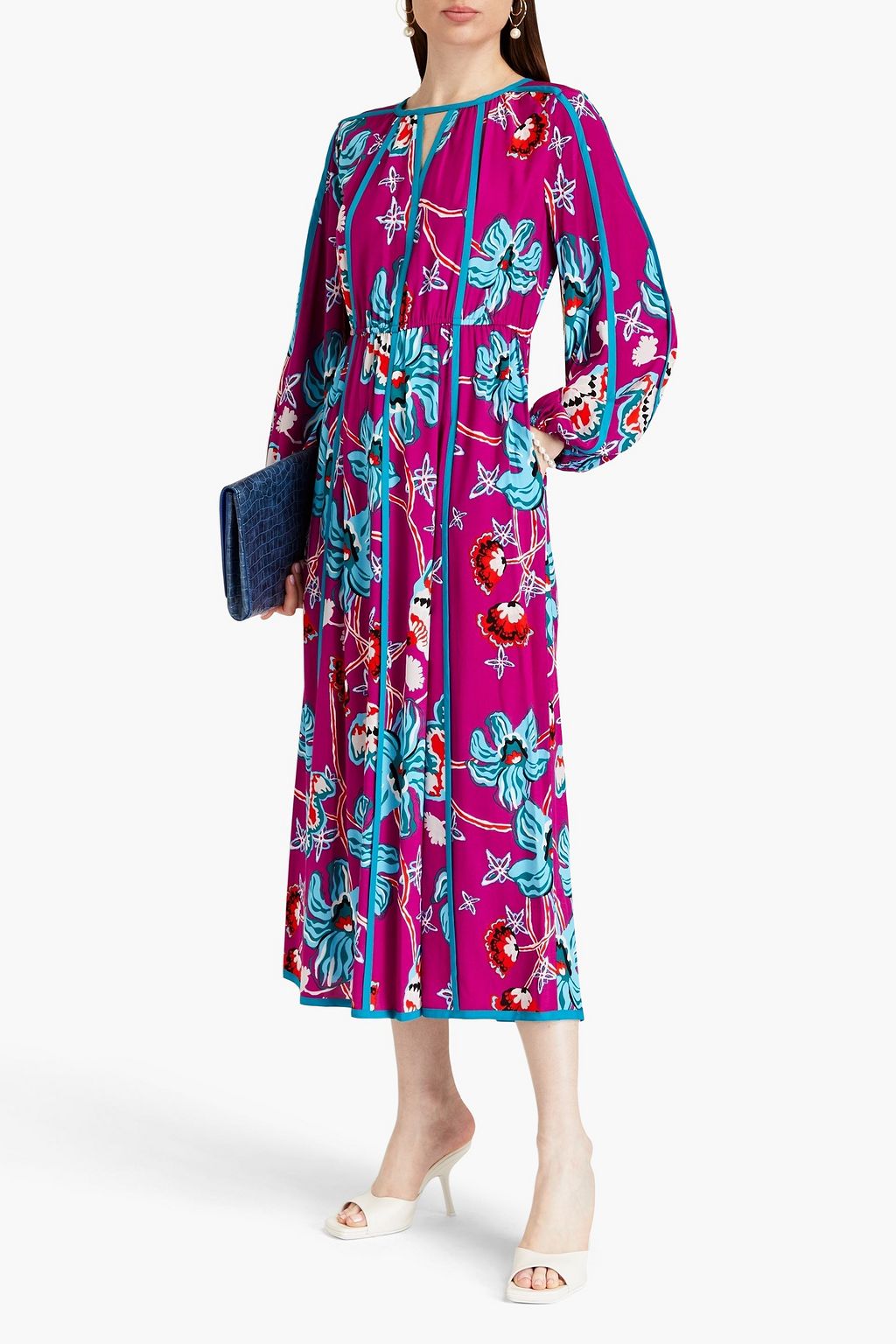 DIANE VON FURSTENBERG فستان "سكوت" متوسط الطول من الفوال مزين بطبعات