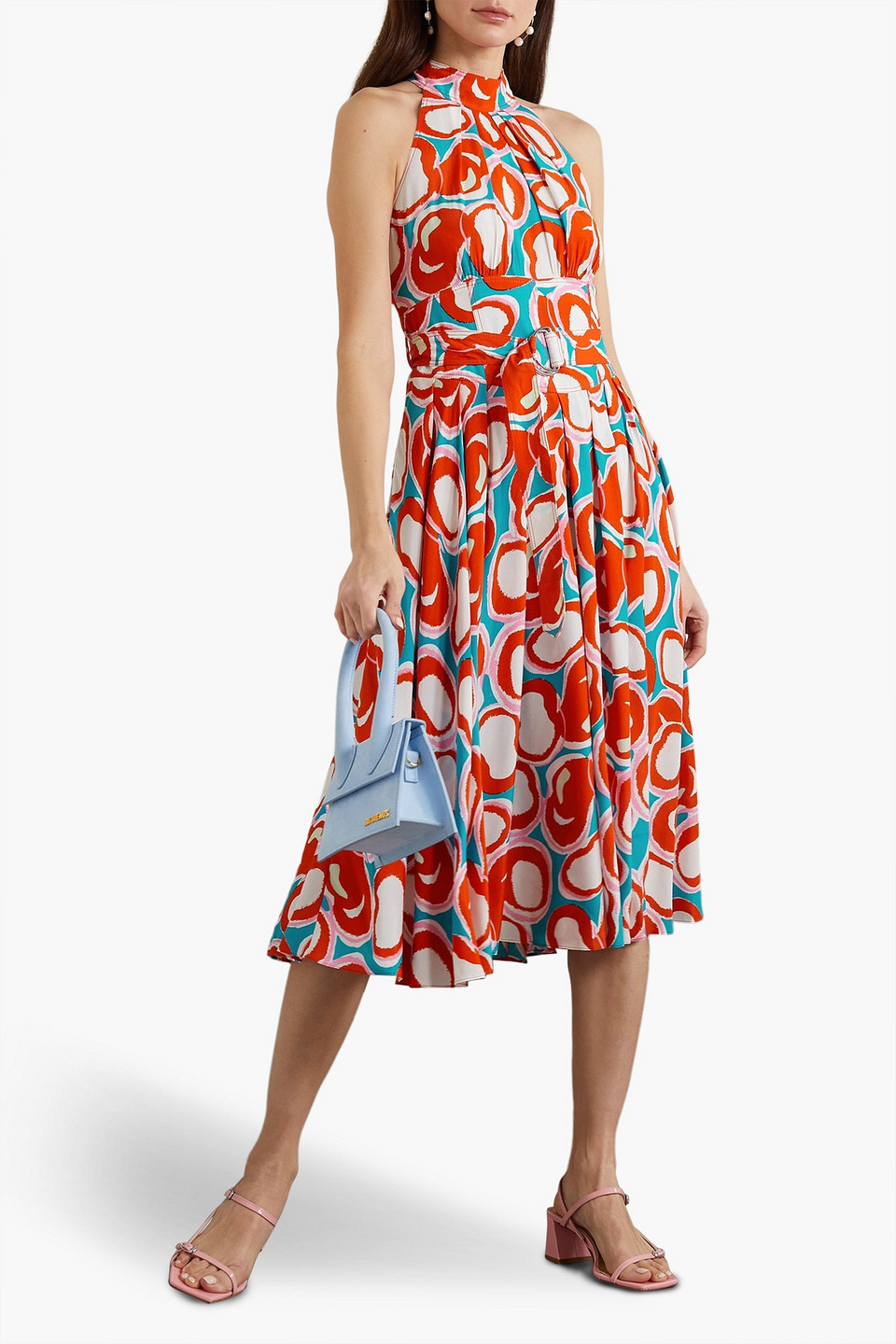 Shop Diane Von Furstenberg Nicola Belted Printed Crepe Midi Dress In Red