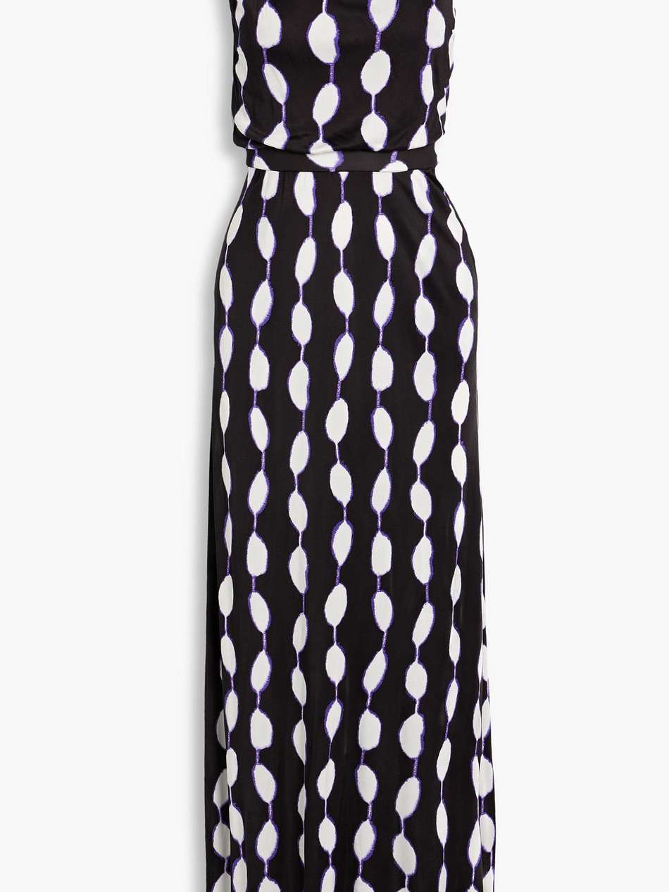 kiera one-shoulder printed jersey maxi dress
