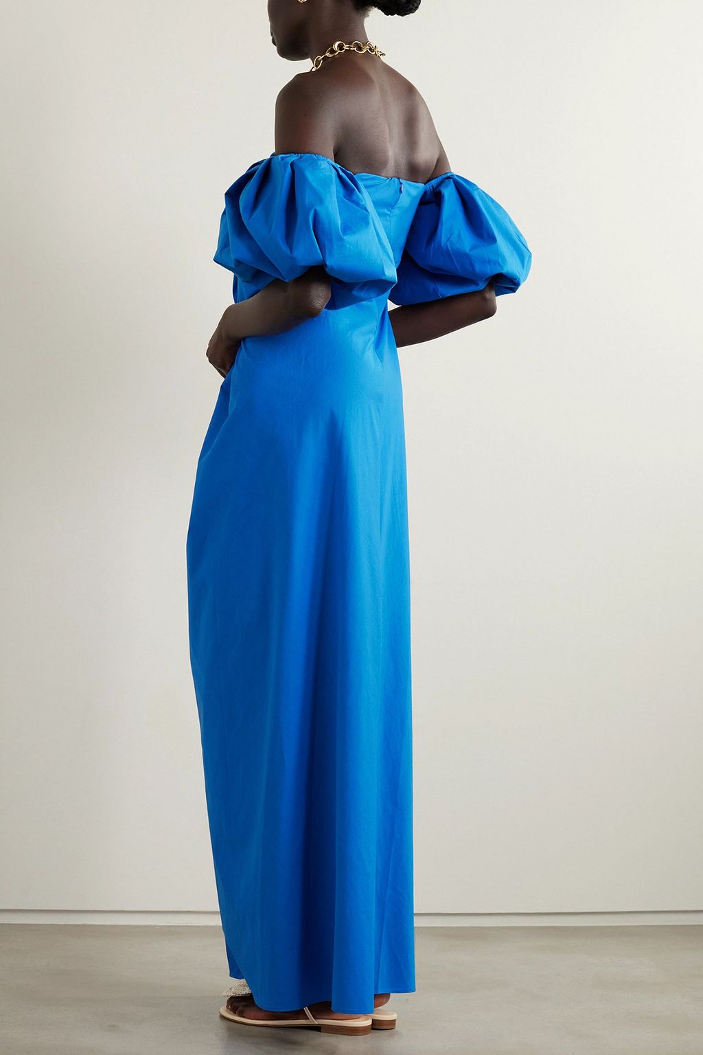 CAROLINE CONSTAS Reyna off-the-shoulder cotton-blend maxi dress | THE OUTNET