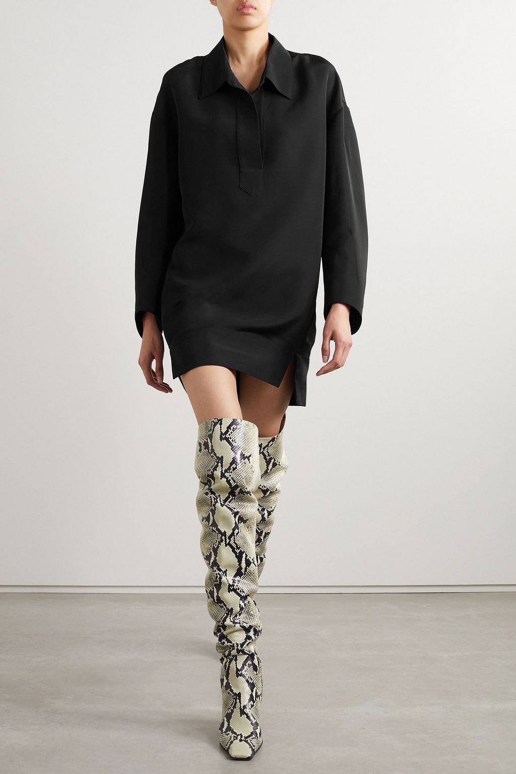 KHAITE Kal faille mini shirt dress