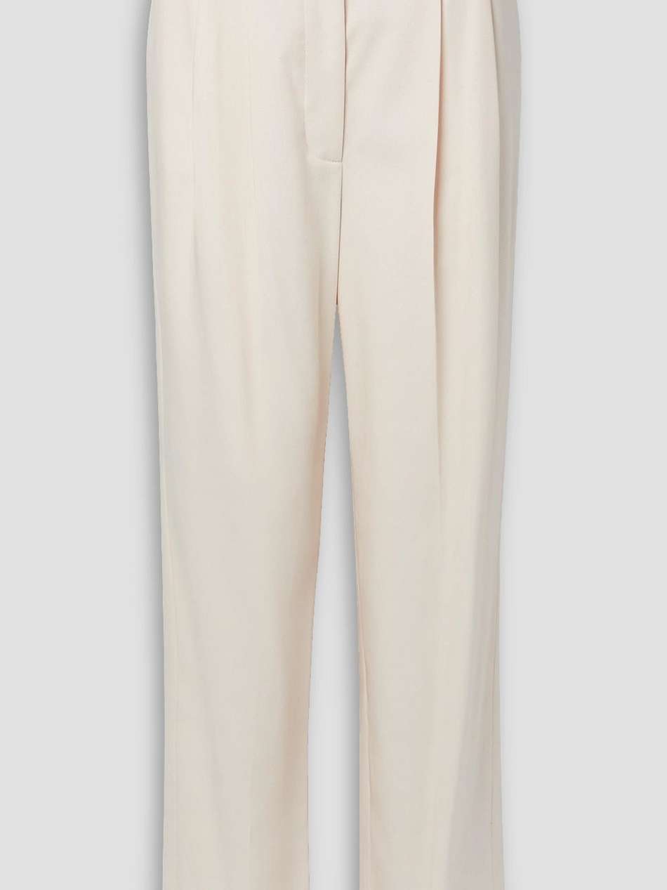 pleated grain de poudre wool-blend wide-leg pants