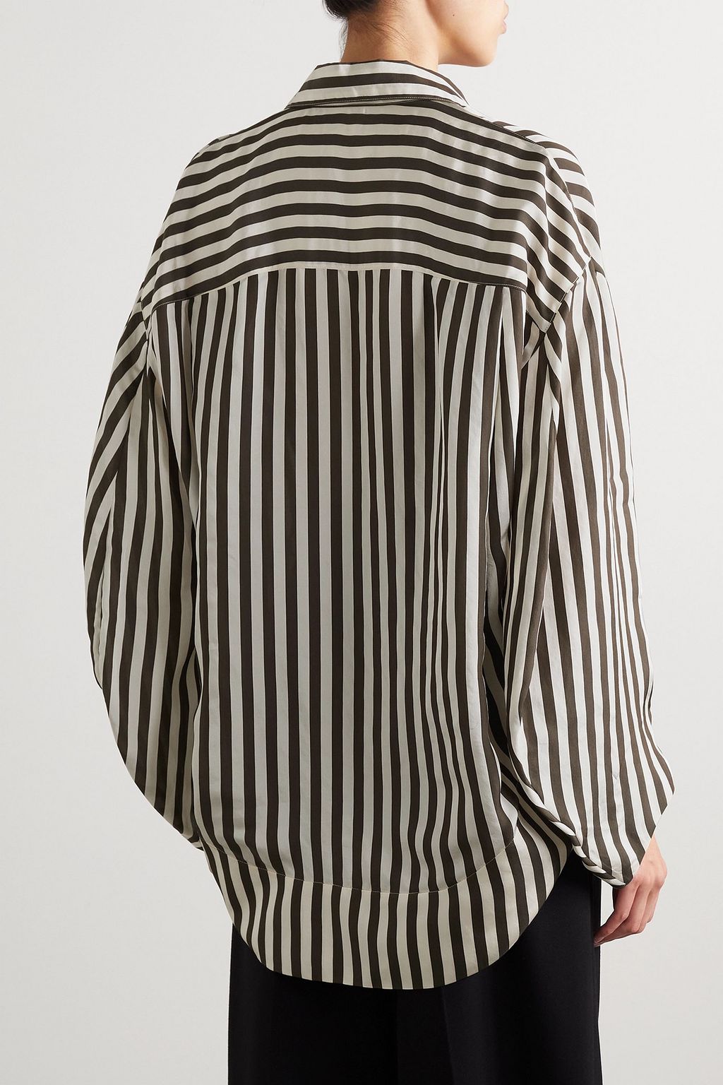 KHAITE Melan striped woven shirt
