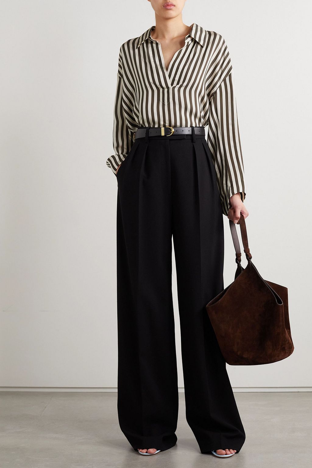 KHAITE Melan striped woven shirt