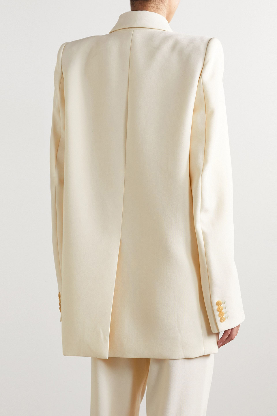 KHAITE ISALINE SATIN-TRIMMED WOOL-BLEND BLAZER