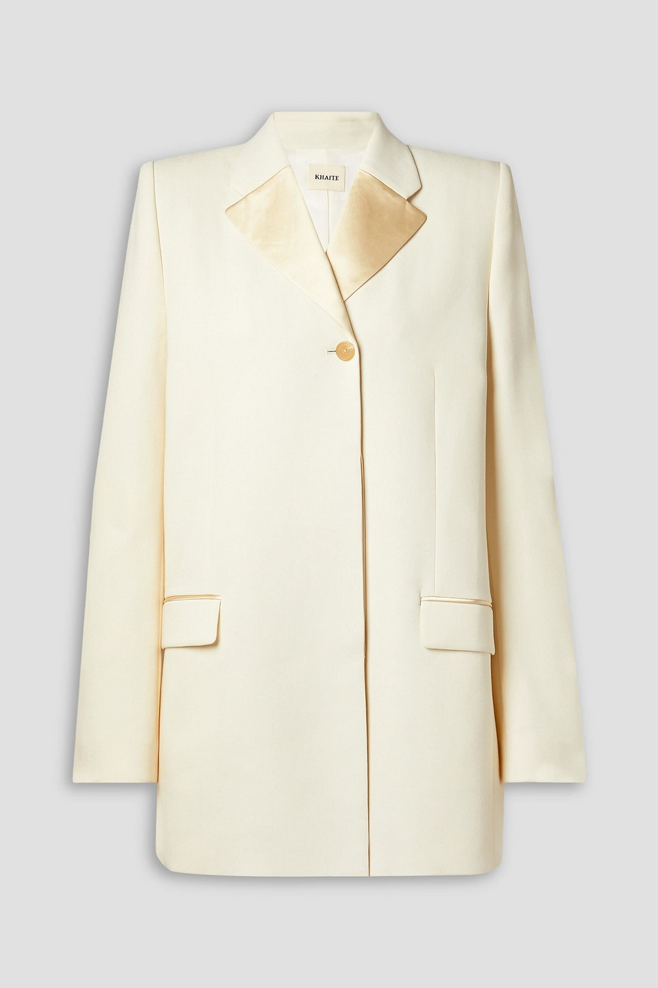 Khaite Isaline Satin-trimmed Wool-blend Blazer In Cream