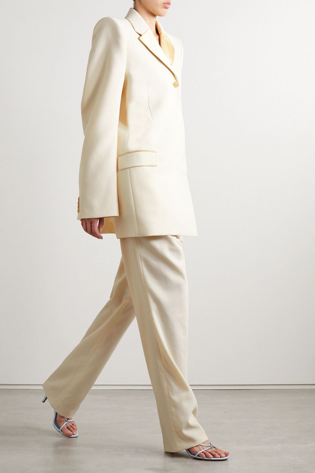 KHAITE Isaline satin-trimmed wool-blend blazer