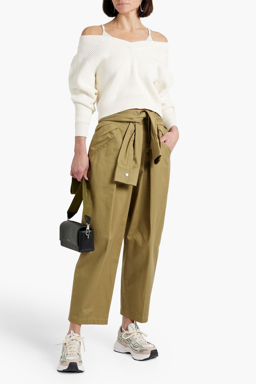 ALEXANDERWANG.T Cold-shoulder cotton-blend sweater