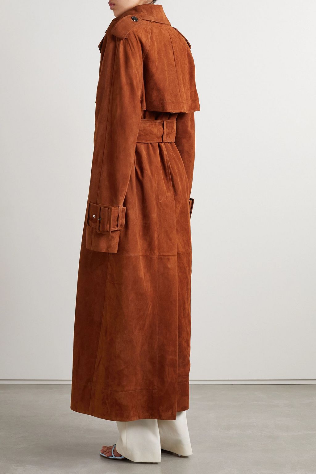 KHAITE Rennie belted suede trench coat