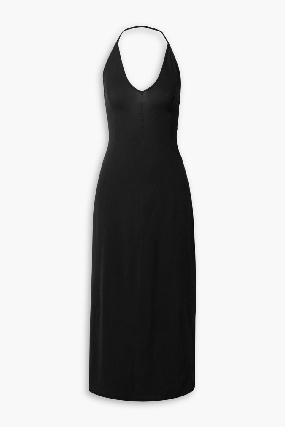 Khaite Raysha Cotton-blend Jersey Halterneck Midi Dress In Black