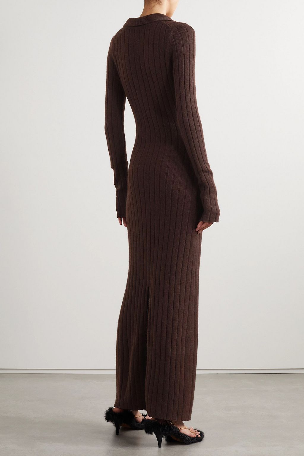 KHAITE Hans ribbed cashmere maxi dress
