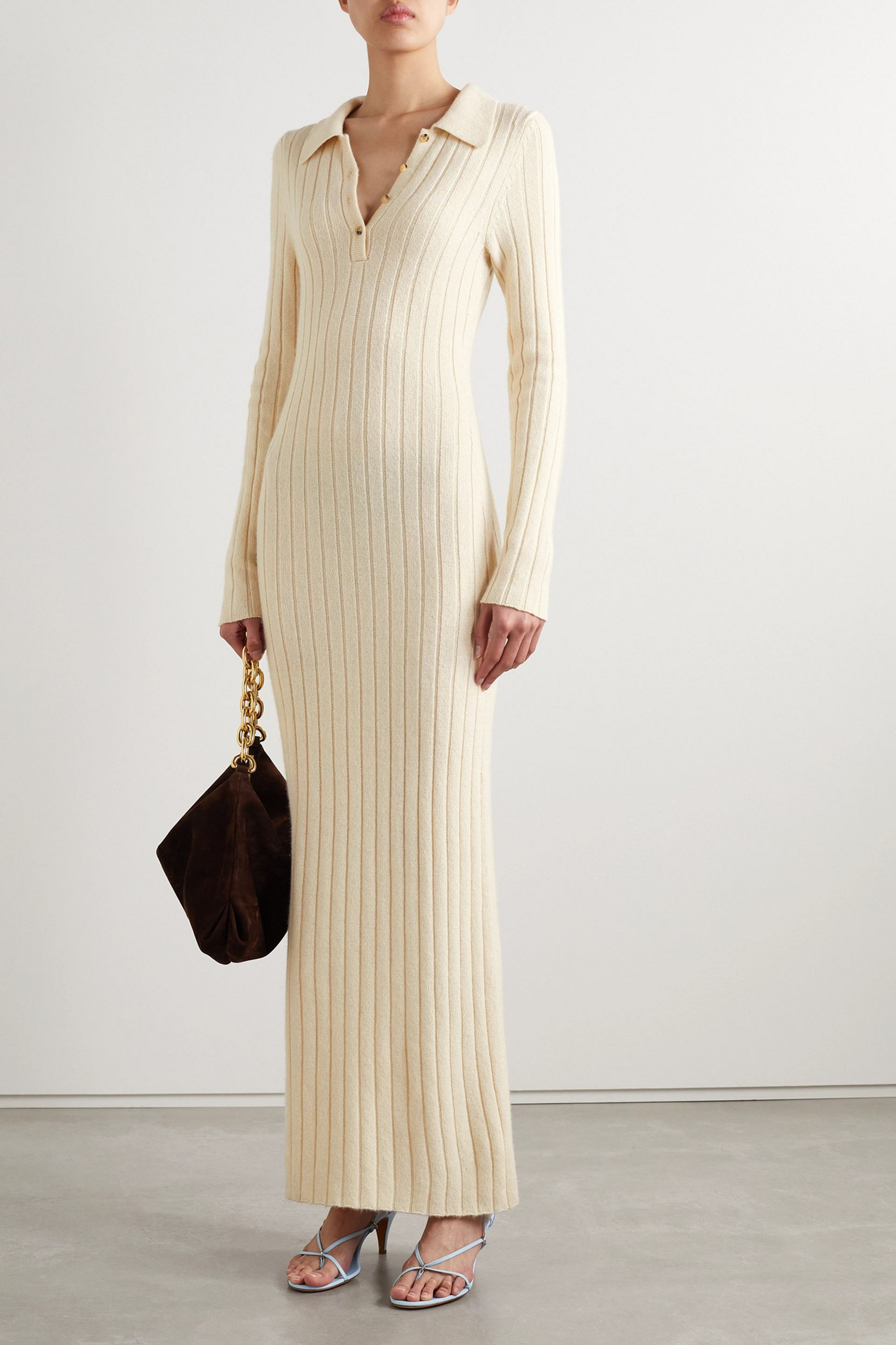 KHAITE Hans ribbed cashmere maxi dress